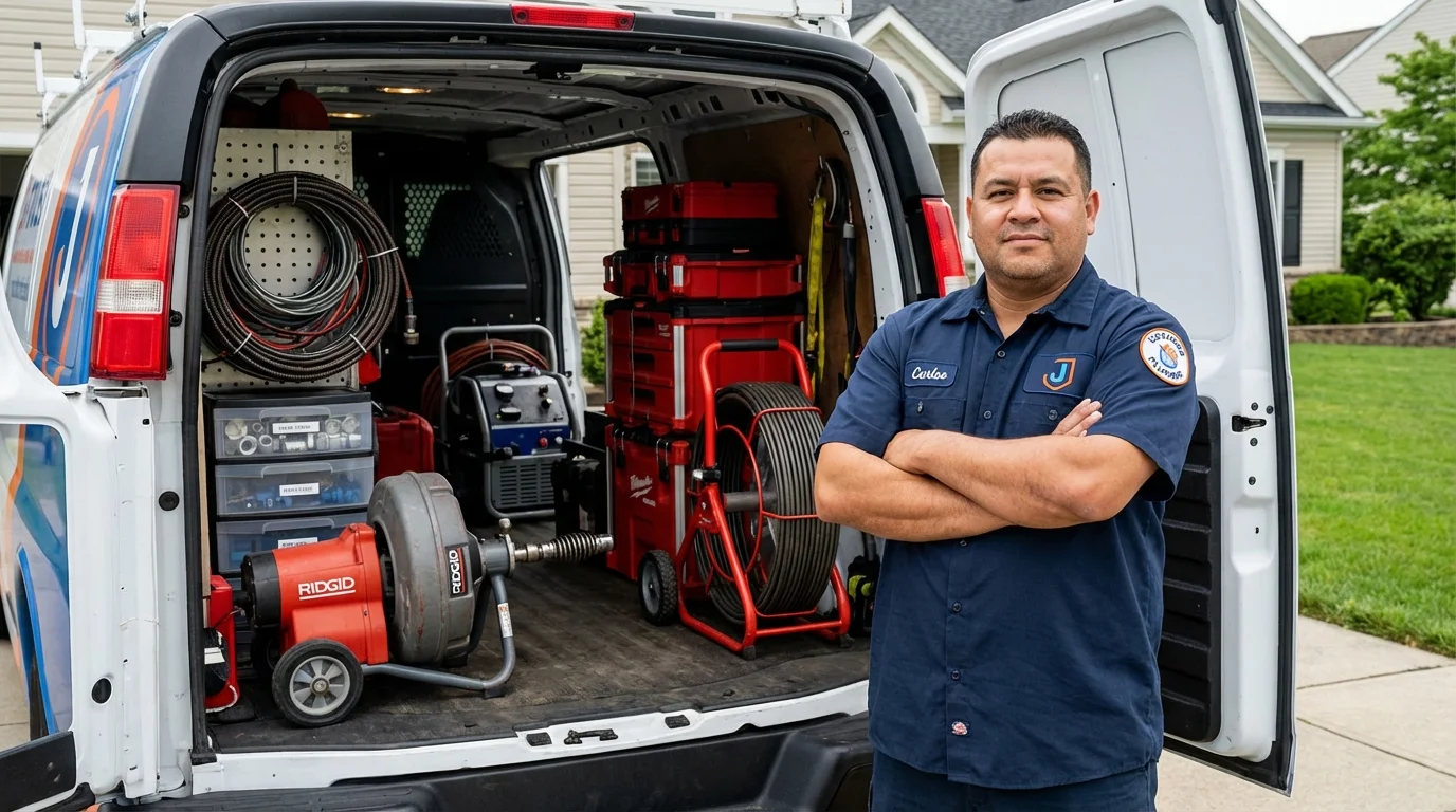 Professional drain cleaning equipment and Johns Plumbing LLC plumber in Fort Washington