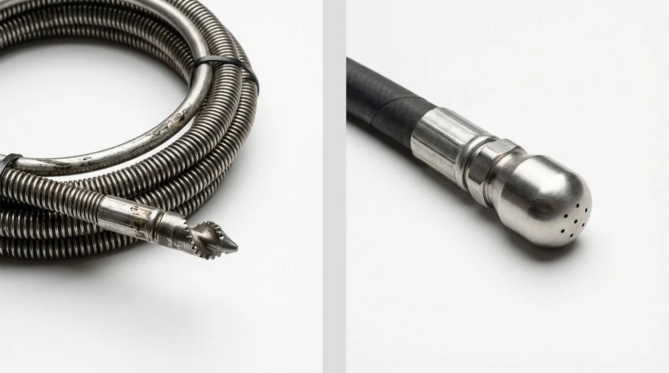 Drain snake cable and hydro jetting nozzle used for drain cleaning in Fort Washington, PA